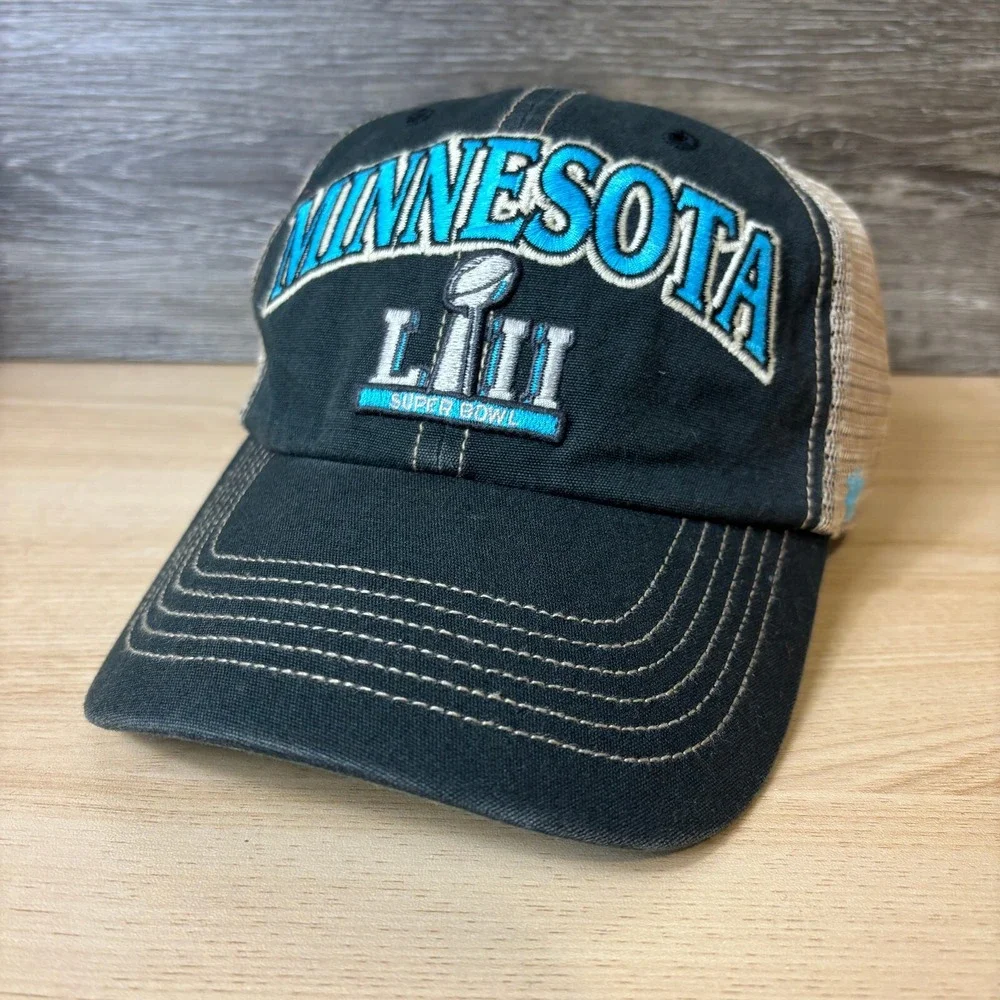 Super‎ Bowl Hat Cap Snap Back Black LII NFL Football Minnesota Adjustable '47
